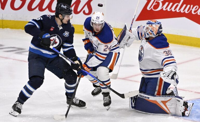 Pickard stops 41 shots, Oilers down Jets 3-1